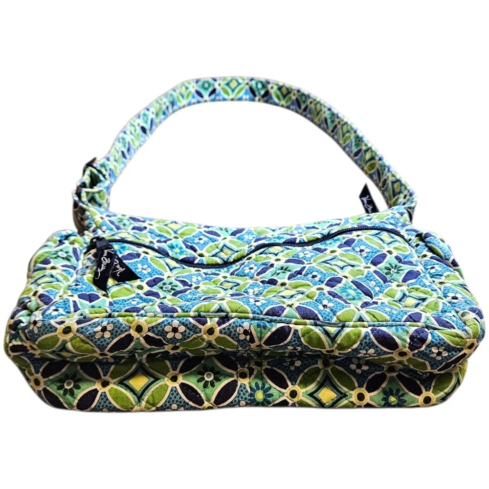 Vera Bradley Daisy Daisy Green Blue Quilted Shoulder Bag Cottagecore Grandma Y2K - Picture 11 of 12